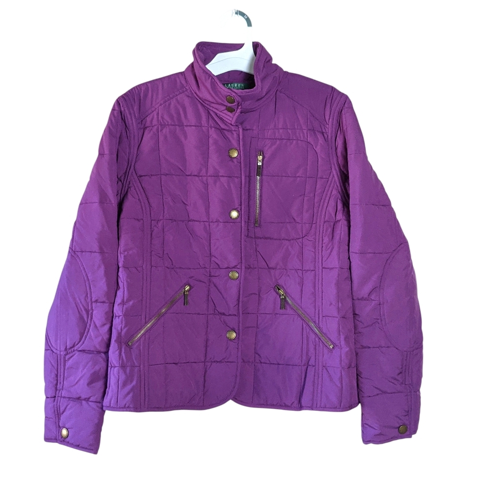 Ralph Lauren Women's Purple Quilted Jacket Size M